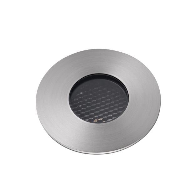 Faro Grund - ronde grondspot voor buiten - Ø 80 mm, Ø 60 mm inbouw - 7W LED incl. - IP67 - satijn inox – warm witte lichtkleur (3000K)