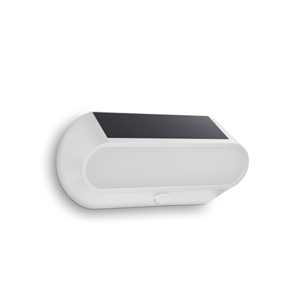 Century Italia Aura - buiten wandlamp op zonne-energie met sensor - 25 x 6,6 x 12 cm - 5W LED incl. - IP54 - wit