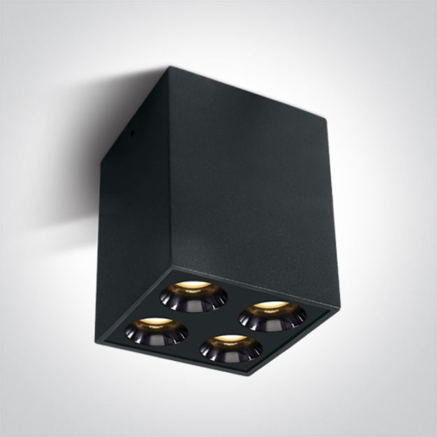 ONE Light Dark Light Ceiling Lights - opbouwspot 4L - 6,6 x 6,6 x 8,3 cm - 10W LED incl. - zwart