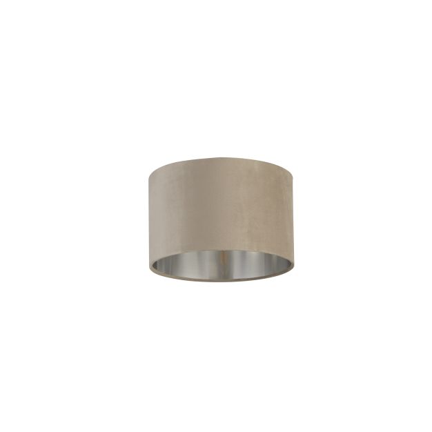 Searchlight Drum Shade - lampenkap - Ø 28 x 18 cm - taupe en geborsteld zilver