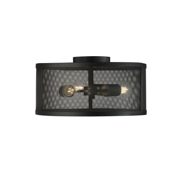 Searchlight Fishnet - plafondverlichting - Ø 45 x 21 cm - mat zwart