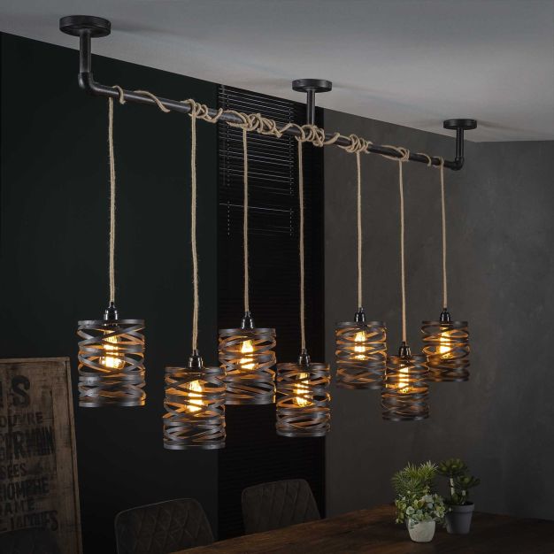 Vico Spindle - Hanglamp - 157 x 15 x 150 cm - leisteengrijs