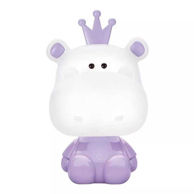 Zuma Line Animals Hippo - tafellamp - 19 x 32 cm - 3W dimbare LED incl. - violet