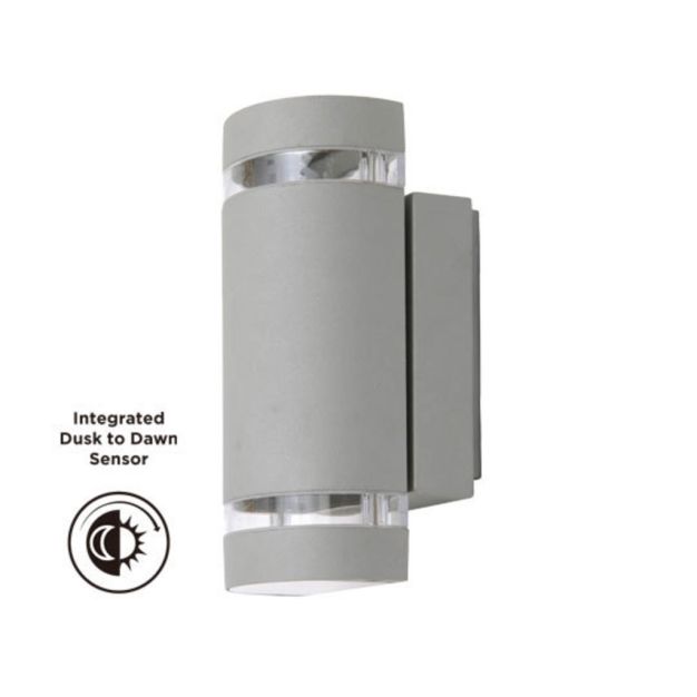 Lutec Focus - buiten wandverlichting met dag/nacht sensor - 10,9 x 11 x 23,5 cm - IP44 - grijs