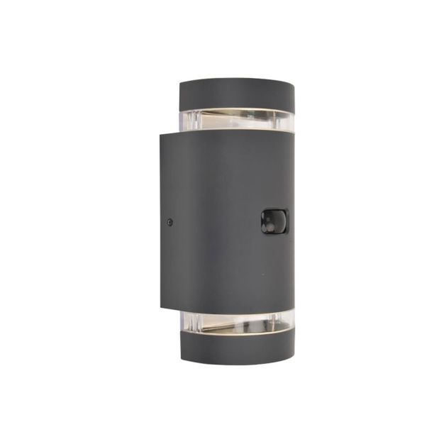 Lutec Focus - buiten wandlamp met bewegingssensor - 9,6 x 11x 23,9 cm - IP44 - donker grijs