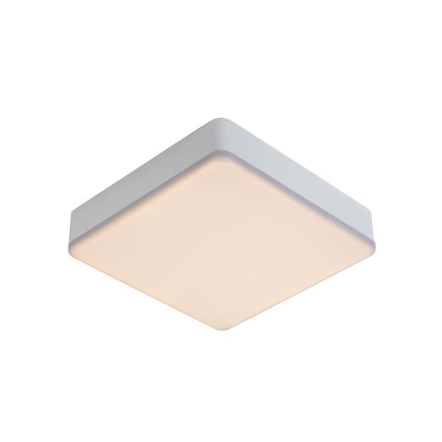 Lucide Ceres-LED - plafondlamp badkamer - 21,5 x 21,5 x 5 cm - 30W dimbare LED incl. - IP44 - wit