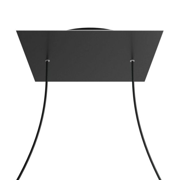 Creative Cables - Rose-One Vierkant plafondrozet voor 2 lichtpunten - 40 x 40 x 3,5 cm - zwart