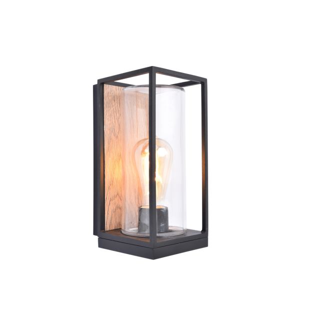Lutec Flair - buiten wandverlichting - 12 x 13,9 x 26 cm - IP44 - zwart en bruin