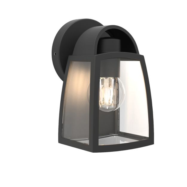 Lutec Kelsey - buiten wandverlichting - 12 x 12 x 20 cm - IP44 - transparant glas - zwart