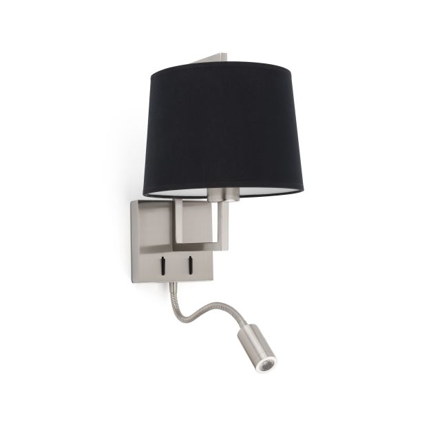 Faro Frame - wandverlichting met schakelaar - 21,5 x 28 x 17,6 cm - 3W LED incl. - zwart en mat nikkel