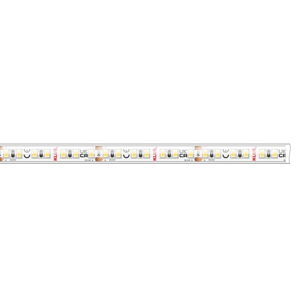 KLUS LED strip - 1cm breed, 500cm lengte - 24Vdc - dimbaar - 9,6W LED per meter - 140 LEDs per meter - IP65 - 3000K