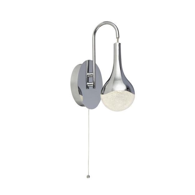 Searchlight Wave Teardrop - wandverlichting met trekschakelaar - 15 x 28 cm - 5W LED incl. - chroom