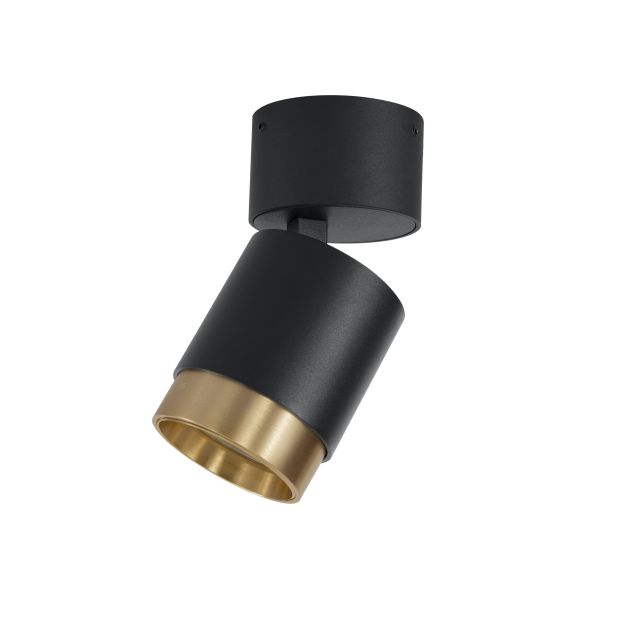 Nova Luce Spectre - opbouwspot - Ø 6,5 x 12 cm - 10W LED incl. - instelbare lichtbundel - zwart/goud