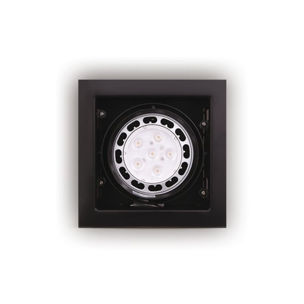Maxlight Matrix - inbouwspot 1L - 185 x 185 mm, 150 x 150 mm inbouwmaat - zwart