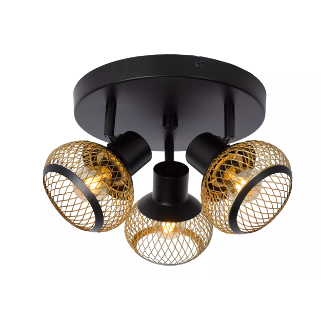 Lucide Lucas - plafondverlichting - Ø 25 x 10 cm - zwart & goud