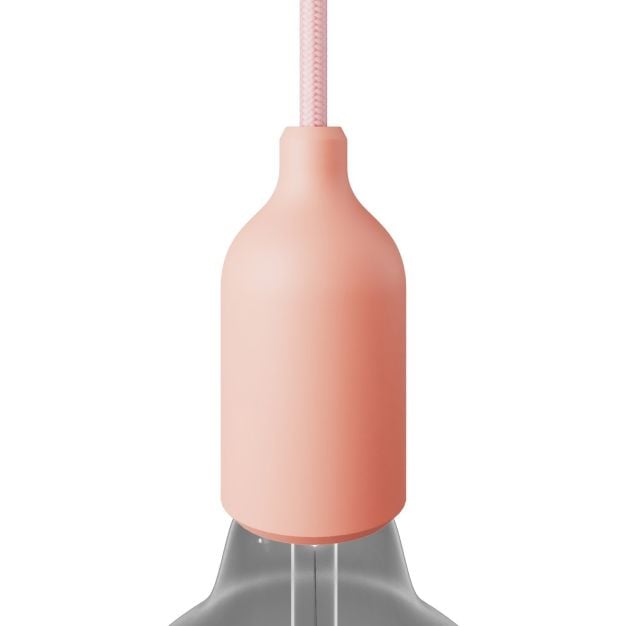 Creative Cables - Siliconen E27 lamphouderkit met verborgen kabelklem - Ø 4,4 x 9,2 cm - zalmkleurig