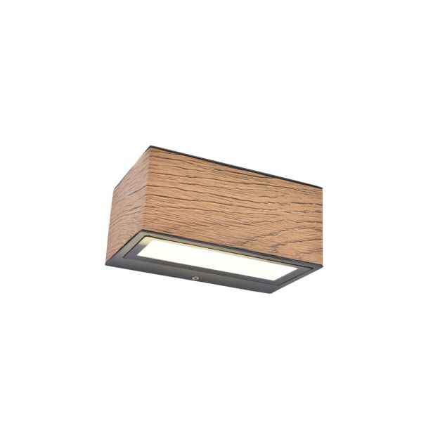 Lutec Gemini - buiten wandverlichting - 14 x 8,9 x 6,5 cm - 10,5W LED incl. - IP54 - hout