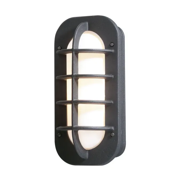 Konstsmide Loke - buiten wandlamp met stopcontact - 19 x 10 x 36 cm - IP23 - mat zwart