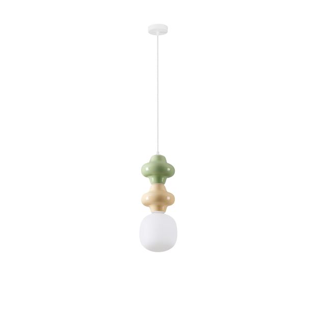 Nova Luce Clio - hanglamp - Ø 18 x 215 cm - groen, geel, wit en opaalglas