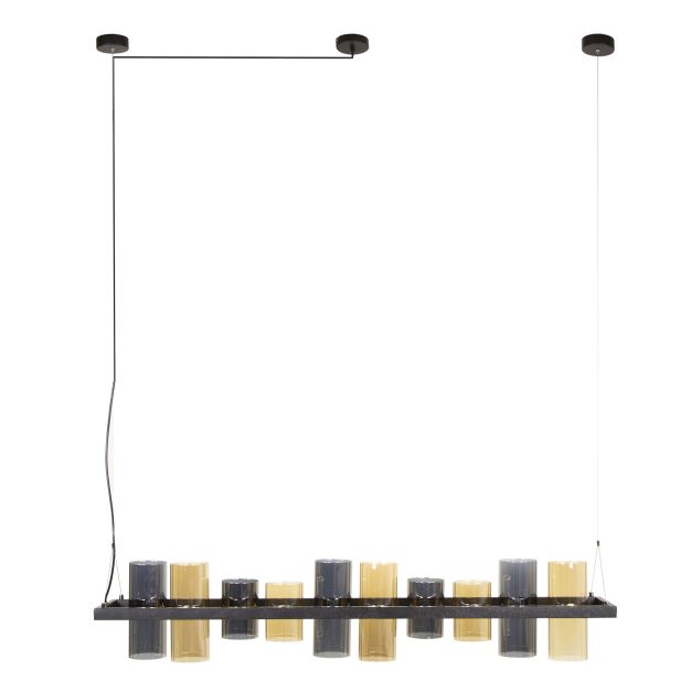 Vico Cylinder Mixed Glass - hanglamp - 130 x 20 x 150 cm - zwart