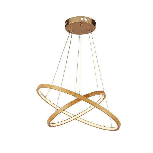Searchlight Eternity - hanglamp - Ø 50 x 125 cm - 12W LED incl. - goud en lichtbruin