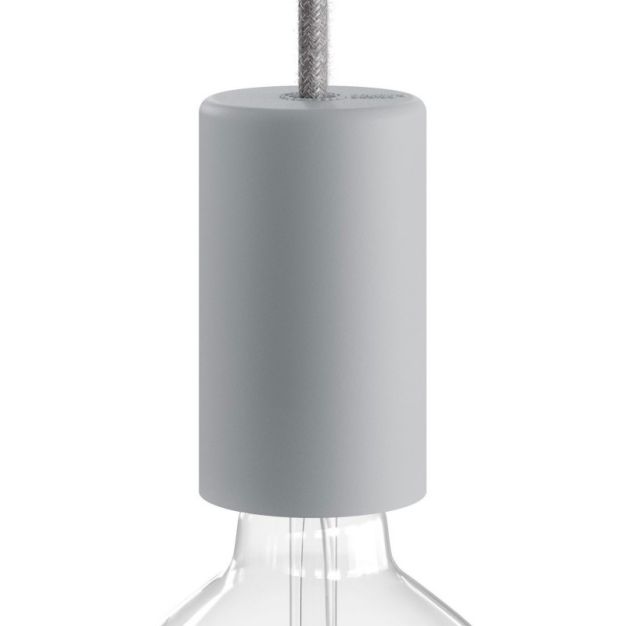 Creative Cables Eiva Elegant - E27 fitting met siliconen kabelhouder - Ø 6 x 10,5 cm - IP65 - gletsjer grijs