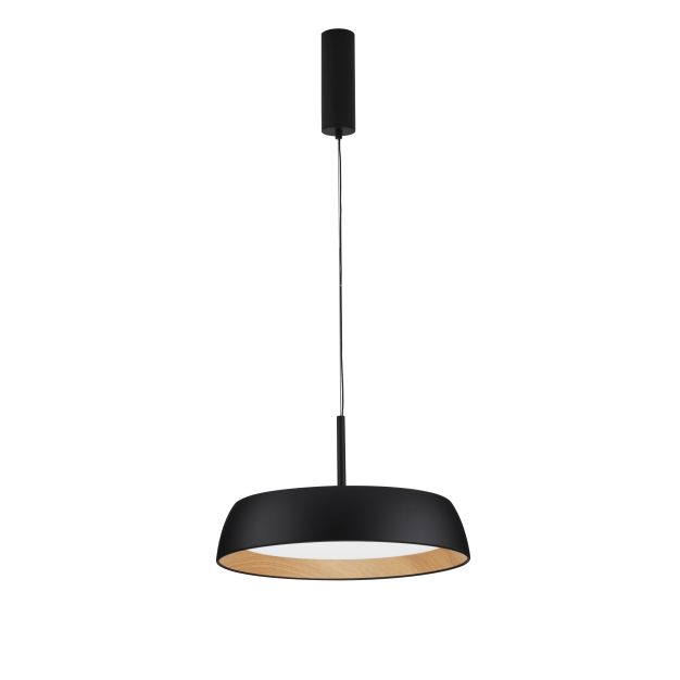 Nova Luce Sigi - hanglamp - Ø 45 x 180 cm - 40W dimbare LED incl. - zandzwart en hout