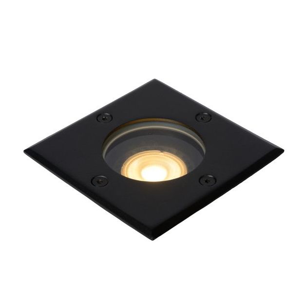 Lucide Biltin vierkant - grondspot voor buiten - 108 mm x 108 mm - 104 mm inbouwmaat - IP67 - zwart
