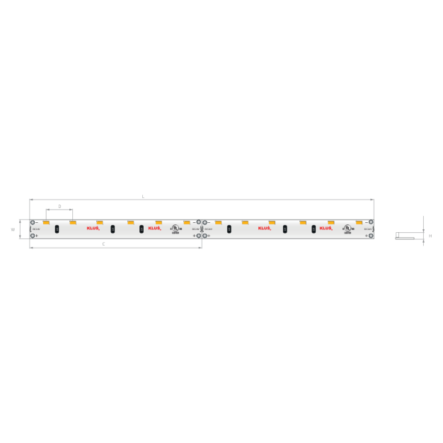 KLUS LED strip - 0,5 cm breed, 500cm lengte - 24Vdc - dimbaar - 4,5W dimbare LED per meter - 60 LEDs per meter - 2700K