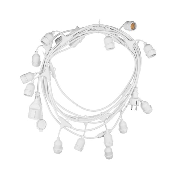 Century Italia Fiesta - 9,27m lichtslinger waarvan 0,6m snoer - 15 lichtpunten (lampen excl.) - IP44 - wit