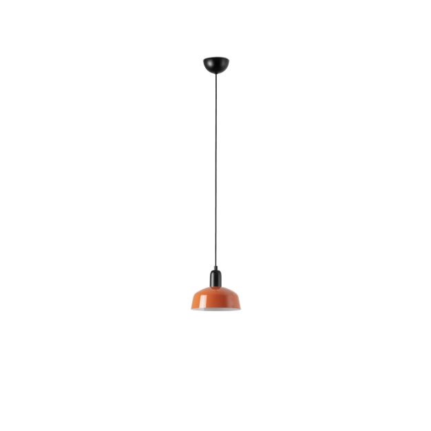 Faro Tatawin S - hanglamp - Ø 18,4 x 208,1 cm - satijnzwart en glansroodachtigoranje