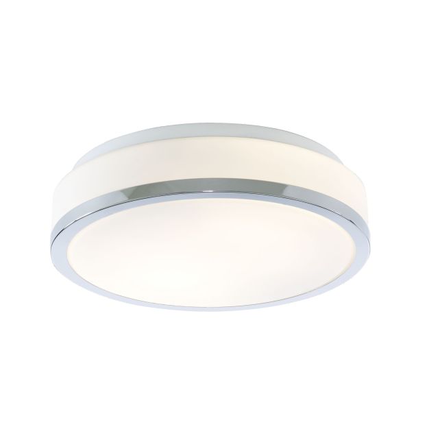 Searchlight Discs - plafondlamp badkamer - Ø 29 x 9,5 cm - IP44 - opaal en chroom