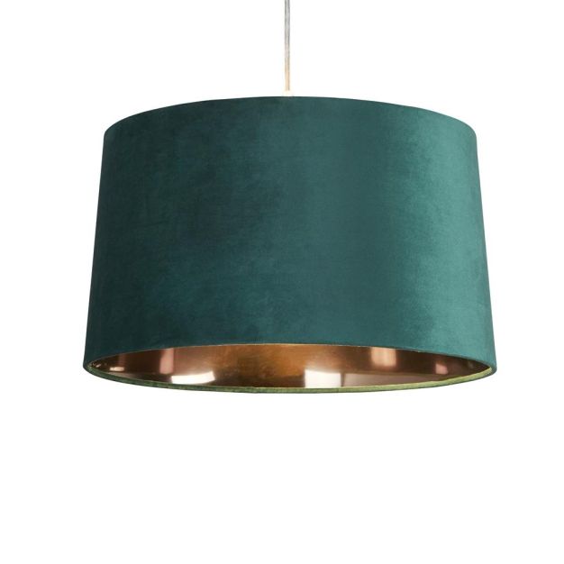 Searchlight Drum Shade - lampenkap - Ø 40 x 25 cm - smaragdgroen met goud
