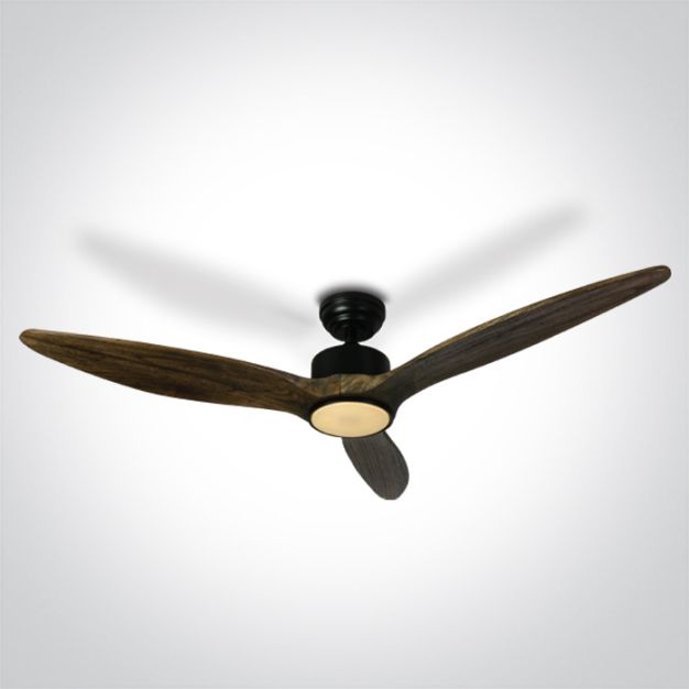 ONE Light Black Body - plafondventilator met licht en afstandsbediening - Ø 132 x 35 cm - zwart en donker bruin