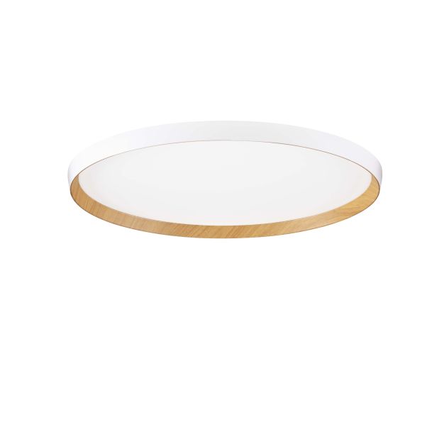Nova Luce Vomos - plafondlamp - Ø 60 x 7 cm - 55W dimbare LED incl. - zandwit en hout