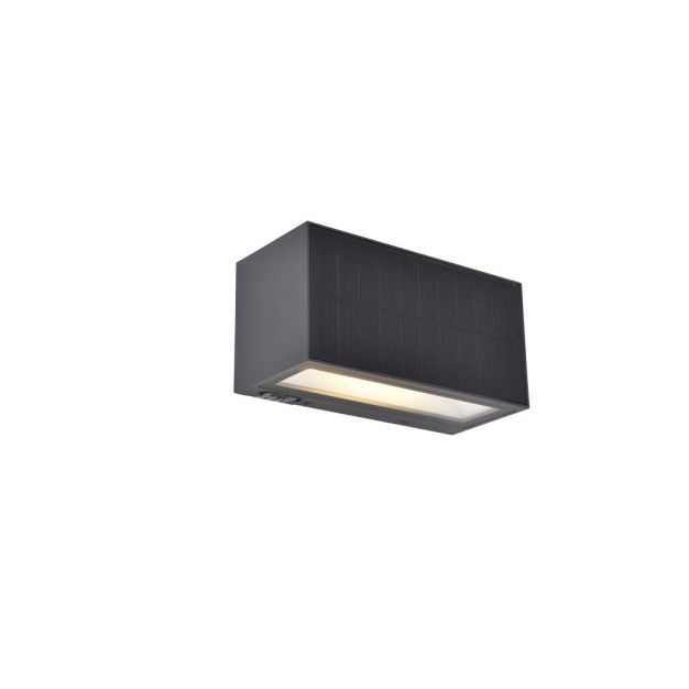 Lutec Inka - hybride buiten wandlamp - 18 x 8 x 8,9 cm - 9W LED incl. - IP44 - donker grijs