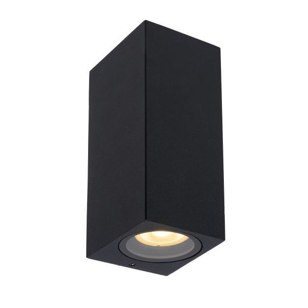 Lucide Zaro - buiten wandlamp - 7,8 x 6,8 x 16 cm - IP44 - zwart