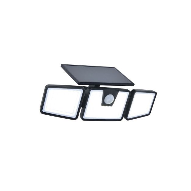 Lutec Briti - verstraler op zonne-energie met sensor - 26,7 x 8,3 x 12,75 cm - 6W LED incl. - IP44 - zwart