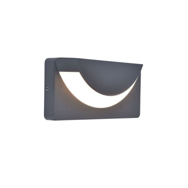 Lutec Lups - buiten wandlamp - 23,1 x 10,1 x 4,8 cm - 14W LED incl. - IP54 - donker grijs