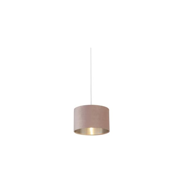 Searchlight Drum Shade - lampenkap - Ø 28 x 18 cm - roze en geborsteld zilver