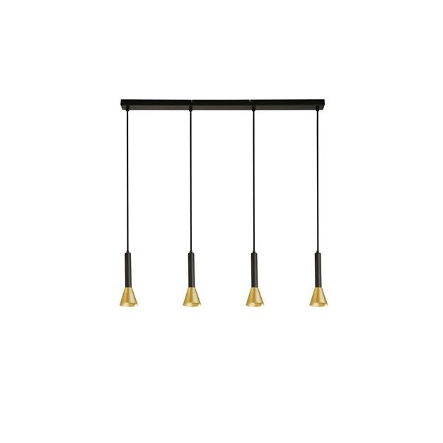 Searchlight Signal - hanglamp 4L - 9 x 84 x 150 cm - zwart en goud