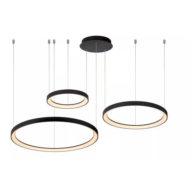 Lucide Vidal - hanglamp - Ø 78 x 200 cm - 120W LED incl. - zwart