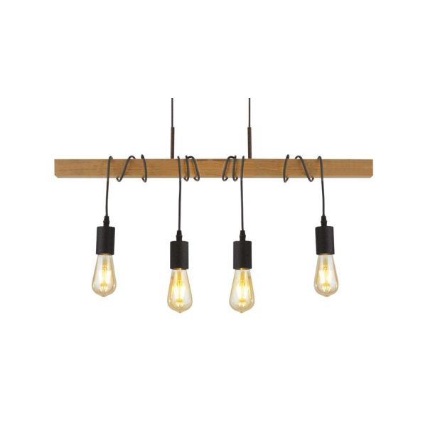 Searchlight Woody - hanglamp - 70 x 150 cm - zwart en bruin