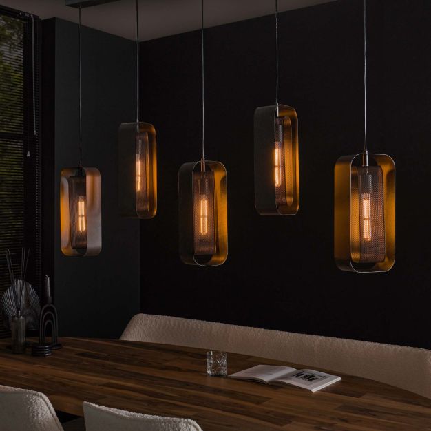 Vico Wilder 5L - hanglamp - 145 x 20 x 150 cm - artic zwart