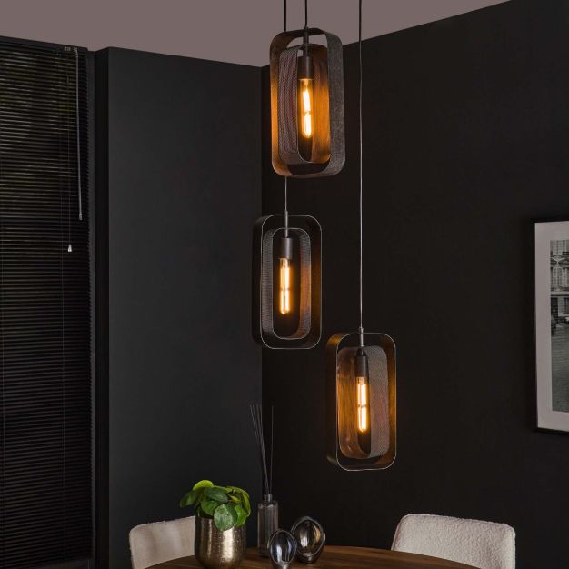 Vico Wilder 3L - hanglamp - Ø 35 x 150 cm - artic zwart