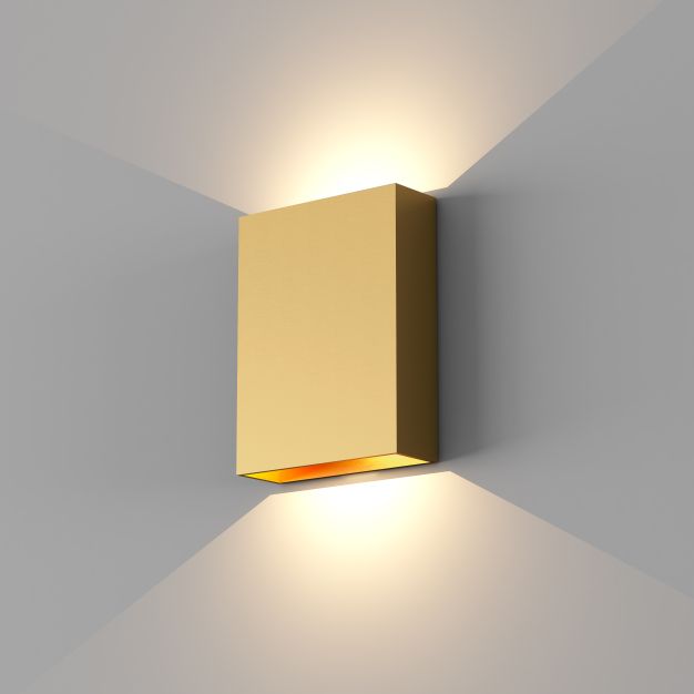 Artdelight Memphis - wandlamp - 4 x 12 x 16 cm - 2 x 6W dimbare LED incl. - IP65 - warm goud