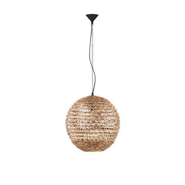 Nova Luce Bola - hanglamp - Ø 51 x 200 cm - natuurlijk en zwart