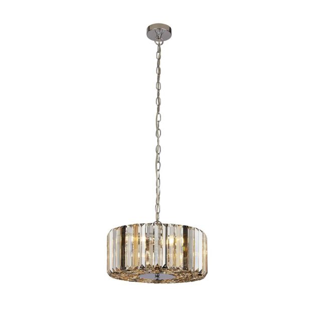 Searchlight Iris - plafond/hanglamp - Ø 35 x 136 cm - chroom en amber