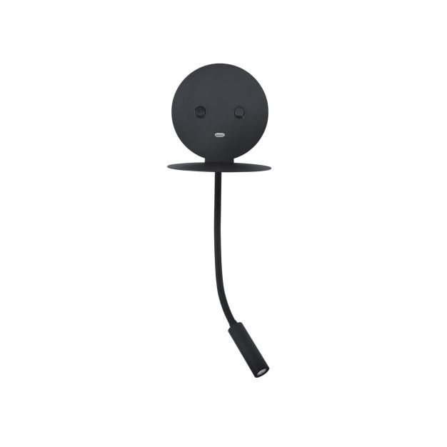 Nova Luce Eclip - wandverlichting met schakelaar en USB-lader - 15 x 19,5 x 50 cm - 6W + 3W LED incl. - zwart