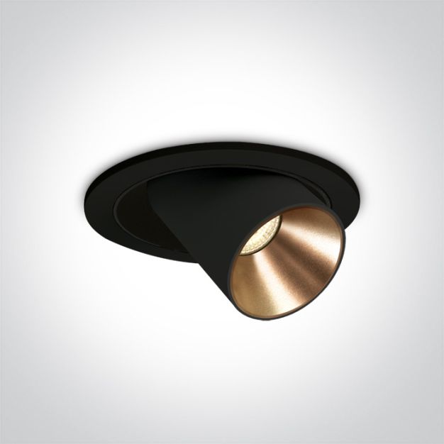 ONE Light Recessed COB Cylinders - inbouwspot - Ø 136 mm, Ø 120 mm inbouwmaat - 9W dimbare LED incl. - zwart